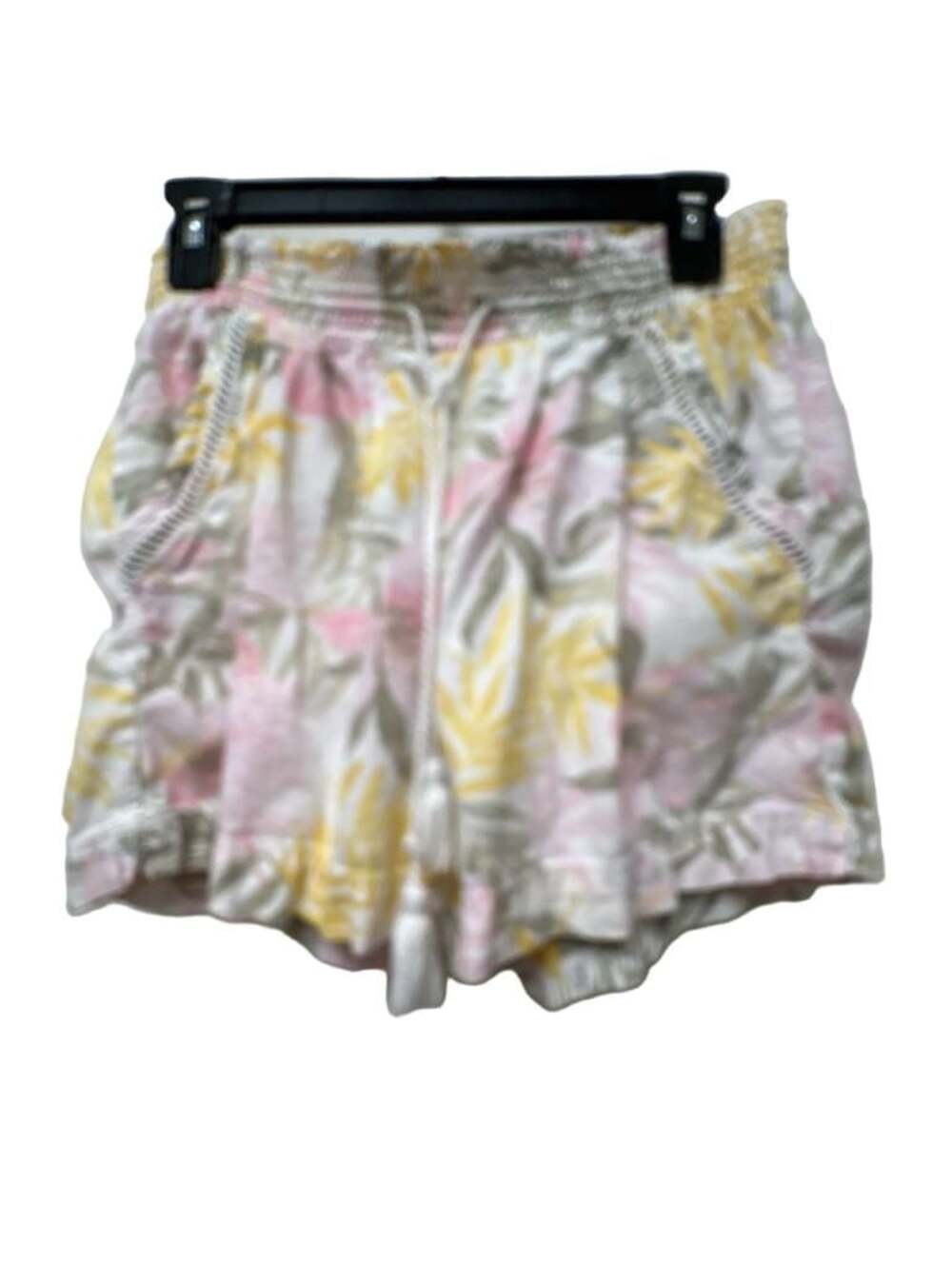 Briggs Women's Linen Blend Pull-On Floral Shorts with Drawstring Size S